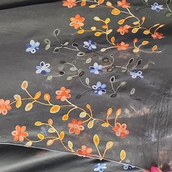 Bohemian Gray Floral Embroidered Kimono  Cardigan Top (A1) - Picture 5 of 7